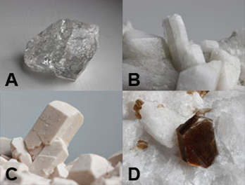 Collage aus verschiedenen Mineralien.