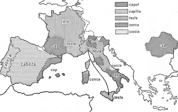 Grafik der romanischens Sprachen in Europa