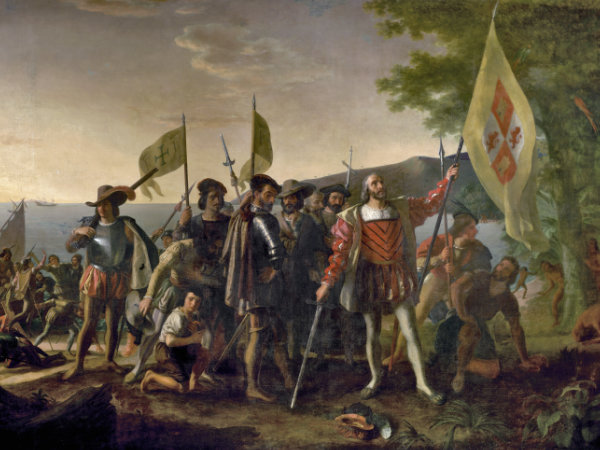 Gemälde der Landung Christoph Colombus in Amerika