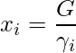 \[  x_i = \frac{G} {\gamma_i} \]